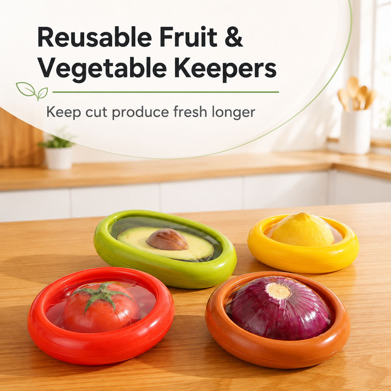 Reusable Fruit Vegetable Keepers Set of 4, Fridge Food Storage Saver