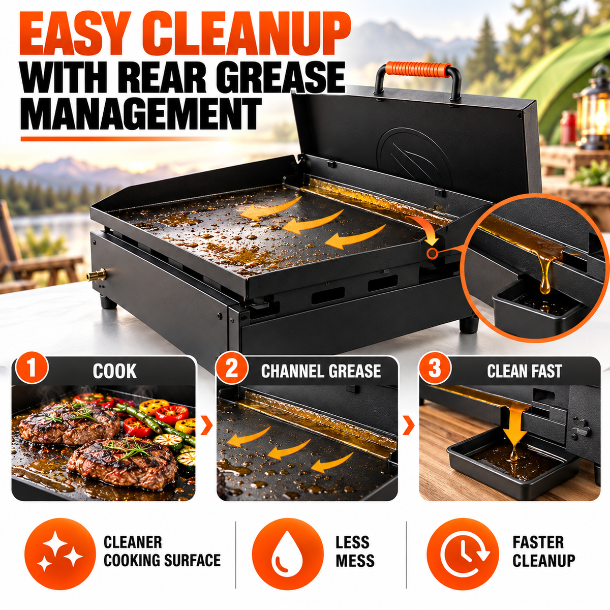 Portable Tabletop Flat Top Griddle | Choose Indoor Electric or Outdoor LPG Propane Model, Dual Independent Heat Zones with Complete Accessory Bundle