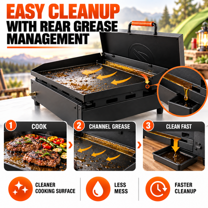 Portable Tabletop Flat Top Griddle | Choose Indoor Electric or Outdoor LPG Propane Model, Dual Independent Heat Zones with Complete Accessory Bundle