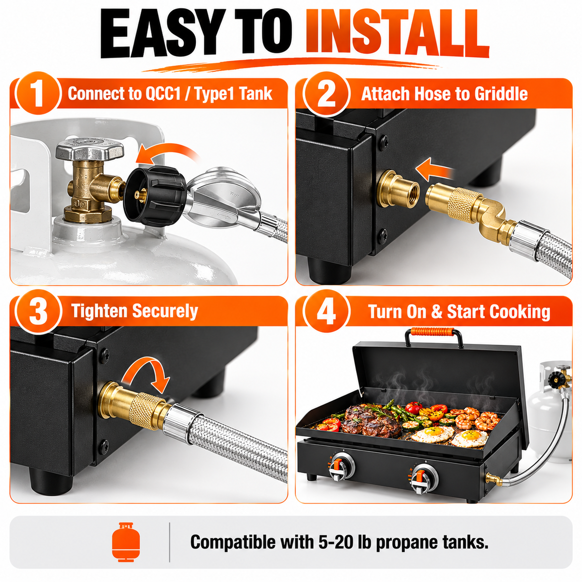 Portable Tabletop Flat Top Griddle | Choose Indoor Electric or Outdoor LPG Propane Model, Dual Independent Heat Zones with Complete Accessory Bundle