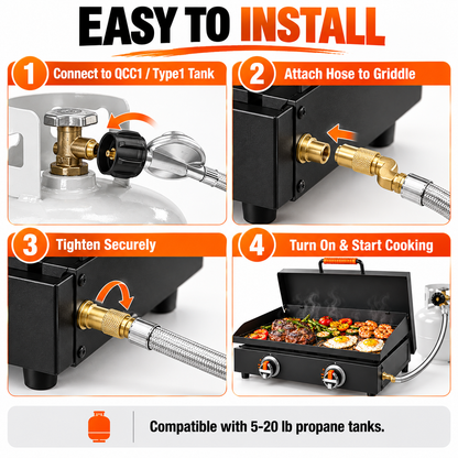 Portable Tabletop Flat Top Griddle | Choose Indoor Electric or Outdoor LPG Propane Model, Dual Independent Heat Zones with Complete Accessory Bundle