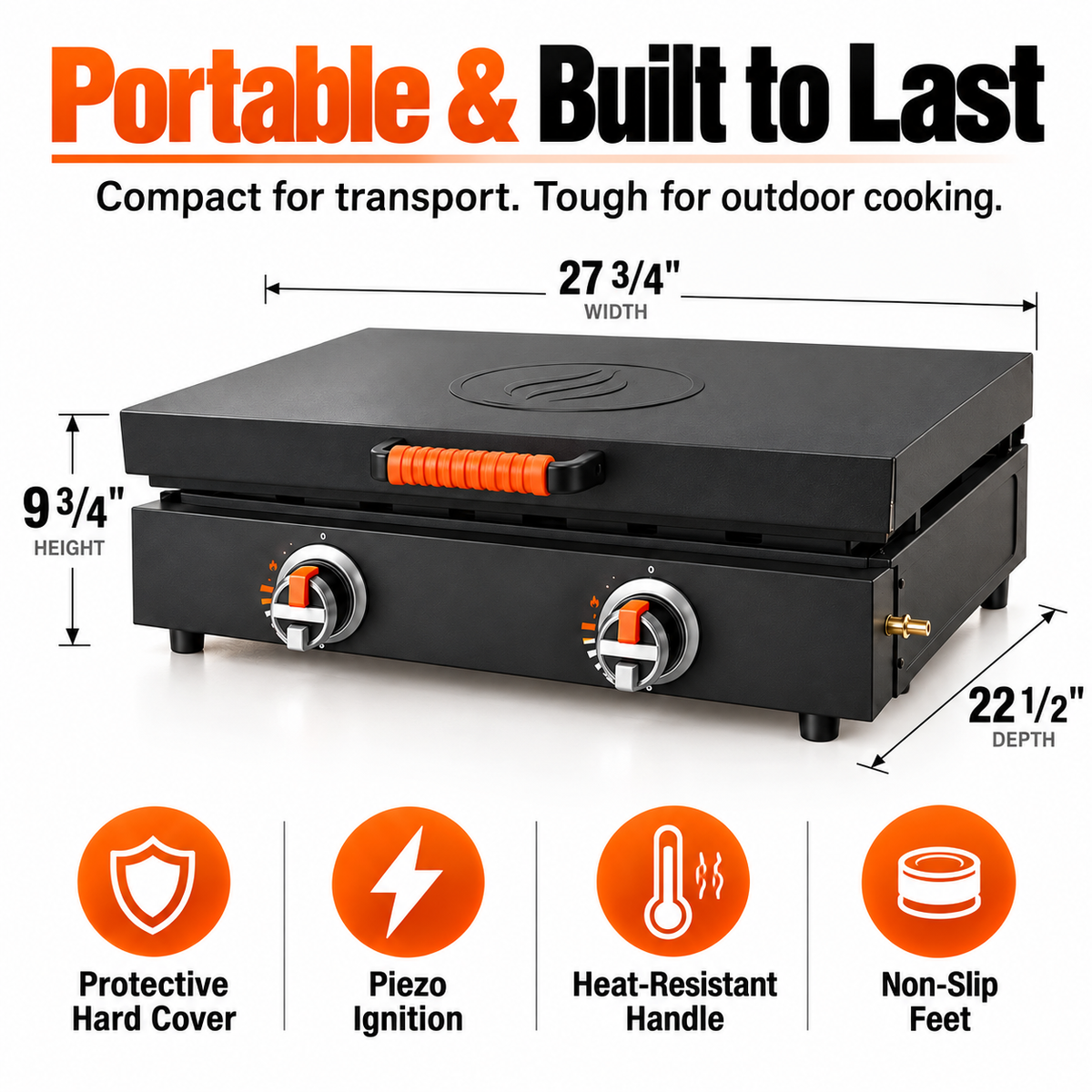 Portable Tabletop Flat Top Griddle | Choose Indoor Electric or Outdoor LPG Propane Model, Dual Independent Heat Zones with Complete Accessory Bundle