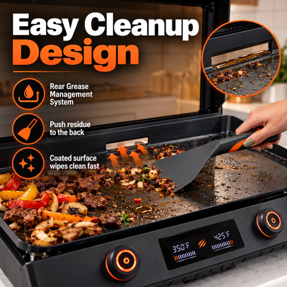 Portable Tabletop Flat Top Griddle | Choose Indoor Electric or Outdoor LPG Propane Model, Dual Independent Heat Zones with Complete Accessory Bundle