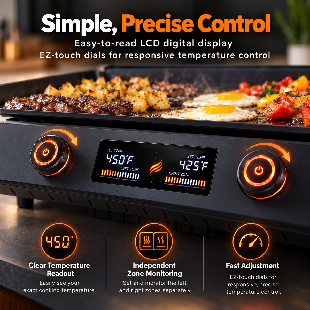 Portable Tabletop Flat Top Griddle | Choose Indoor Electric or Outdoor LPG Propane Model, Dual Independent Heat Zones with Complete Accessory Bundle